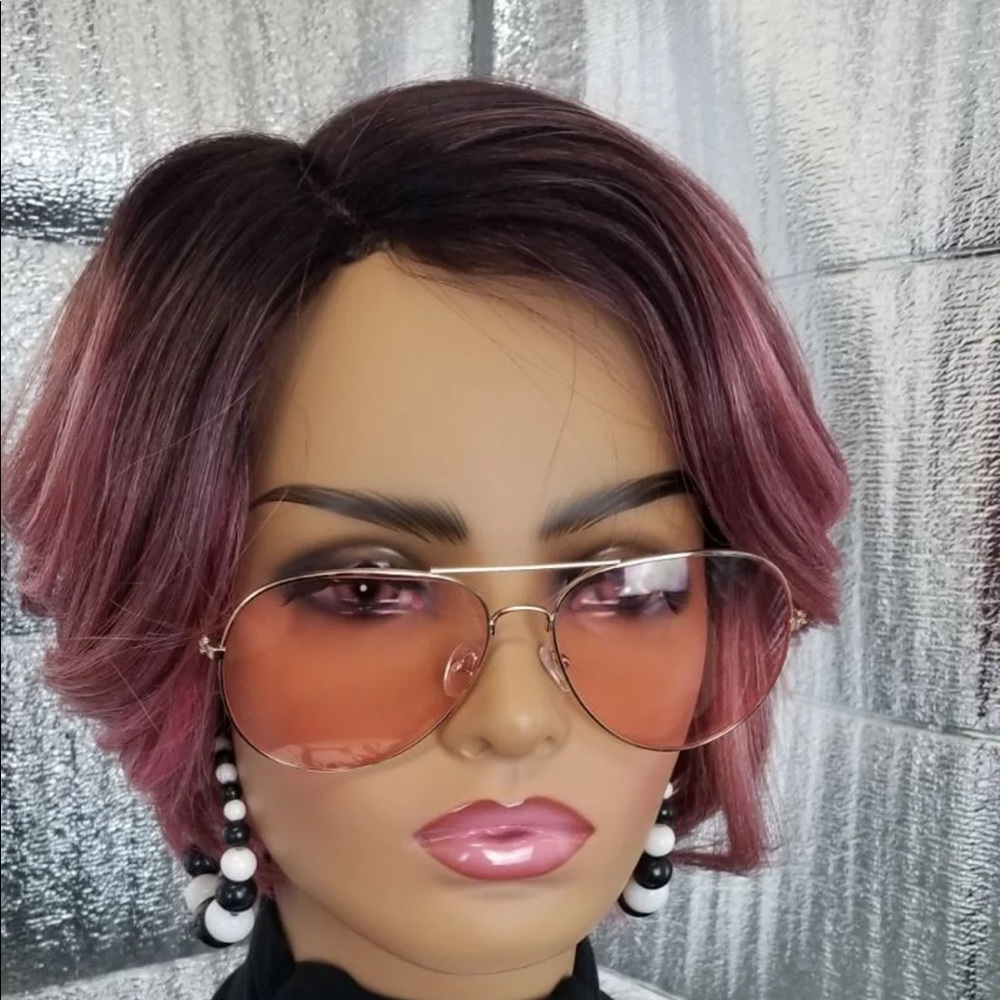 Rose gold feather wig